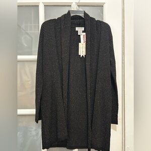 NEW! Carmen Marc Valvo Black Shimmer Cardigan Sweater Size Medium